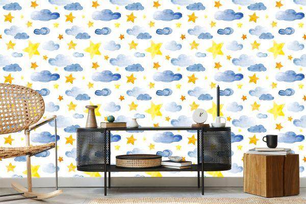 Behang Voor Kinderen - Sterren En Wolken - Afbeelding 5