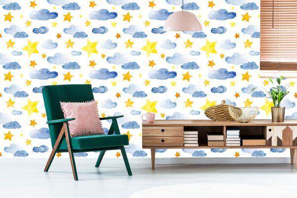 Behang Voor Kinderen - Sterren En Wolken - Afbeelding 6