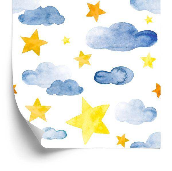 Behang Voor Kinderen - Sterren En Wolken