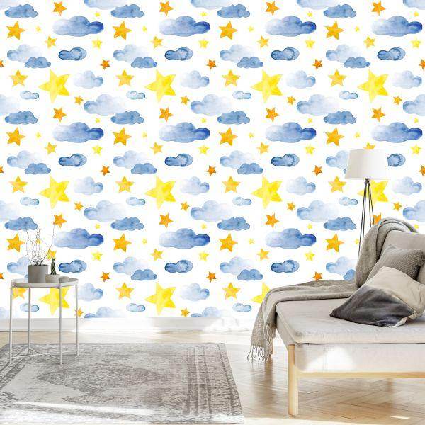 Behang Voor Kinderen - Sterren En Wolken - Afbeelding 3
