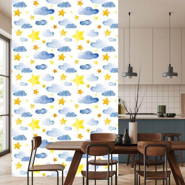 Behang Voor Kinderen - Sterren En Wolken - Afbeelding 4