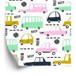 Behang Pastelkleurige Auto's