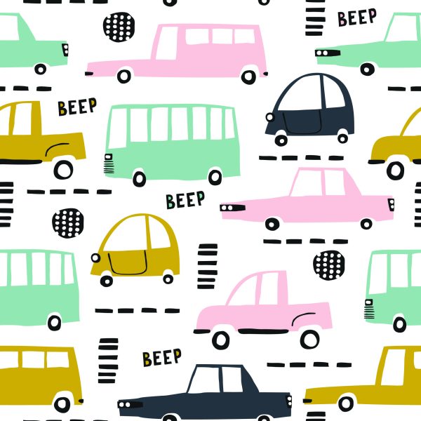 Behang Pastelkleurige Auto's - Afbeelding 2