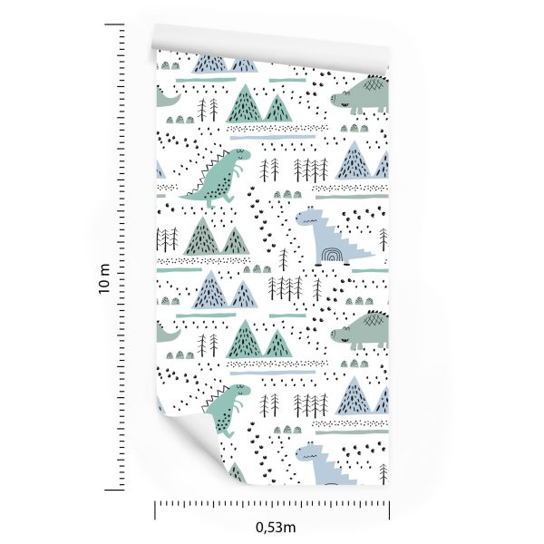 Behang Voor Boy Mountain Tree Dinosaurs - Afbeelding 8
