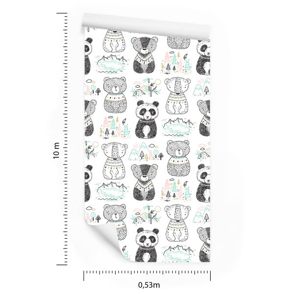 Behang Panda Beren Bomen - Afbeelding 8
