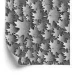 Behang Grijze Bladeren - 3D-Effect
