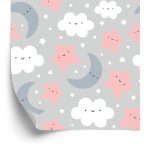 Behang Voor Kinderen - Lachende Wolken En Sterren