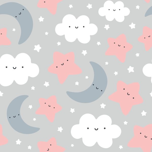 Behang Voor Kinderen - Lachende Wolken En Sterren - Afbeelding 2