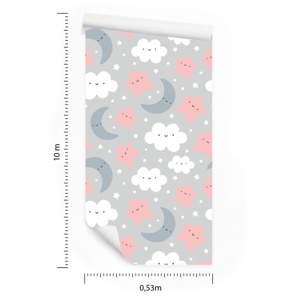 Behang Voor Kinderen - Lachende Wolken En Sterren - Afbeelding 8
