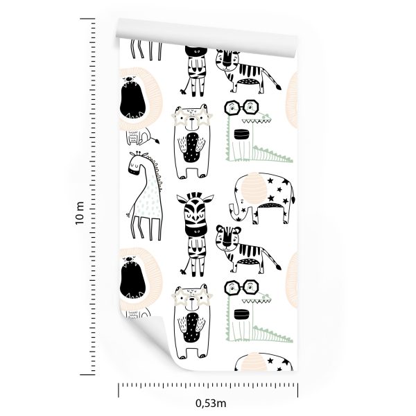 Behang Voor Kinderen - Wilde Dieren In Scandinavische Stijl - Afbeelding 8