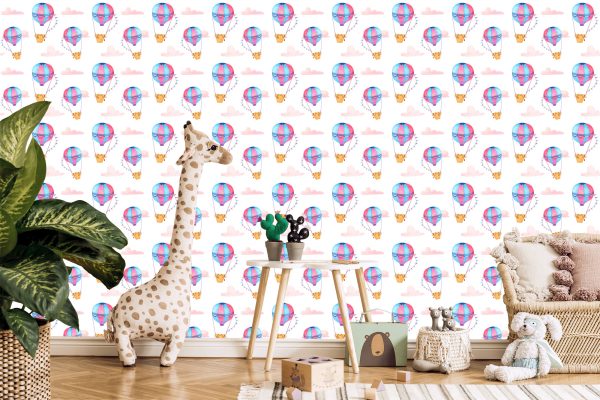 Behang Pastelkleurige Wolkballonnen Voor De Kinderkamer - Afbeelding 5