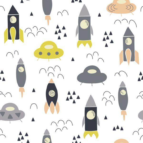 Behang Clouds Cosmos Rockets Voor De Kinderkamer - Afbeelding 2