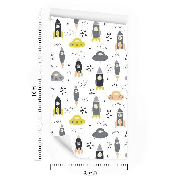Behang Clouds Cosmos Rockets Voor De Kinderkamer - Afbeelding 8