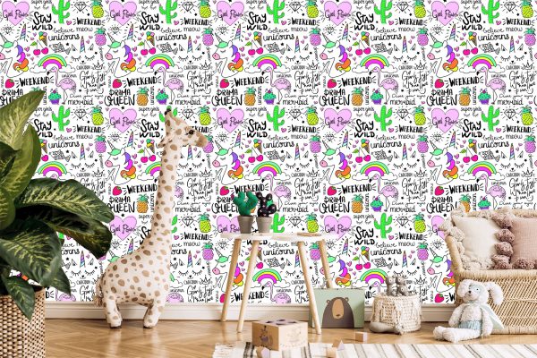 Behang Voor Kinderen - Dieren, Fruit En Regenboog - Afbeelding 5