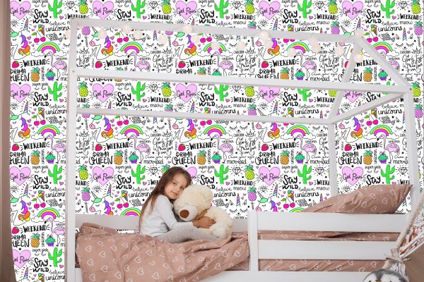 Behang Voor Kinderen - Dieren, Fruit En Regenboog - Afbeelding 7