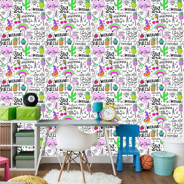Behang Voor Kinderen - Dieren, Fruit En Regenboog - Afbeelding 4