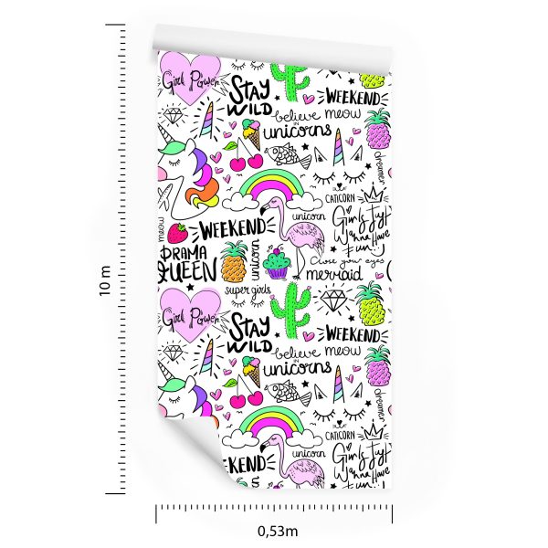 Behang Voor Kinderen - Dieren, Fruit En Regenboog - Afbeelding 8