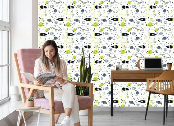 Behang Planet Rocket Space Voor De Kinderkamer - Afbeelding 7
