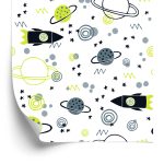 Behang Planet Rocket Space Voor De Kinderkamer