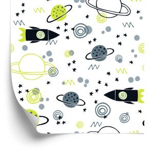 Behang Planet Rocket Space Voor De Kinderkamer