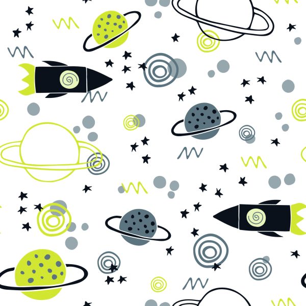 Behang Planet Rocket Space Voor De Kinderkamer - Afbeelding 2