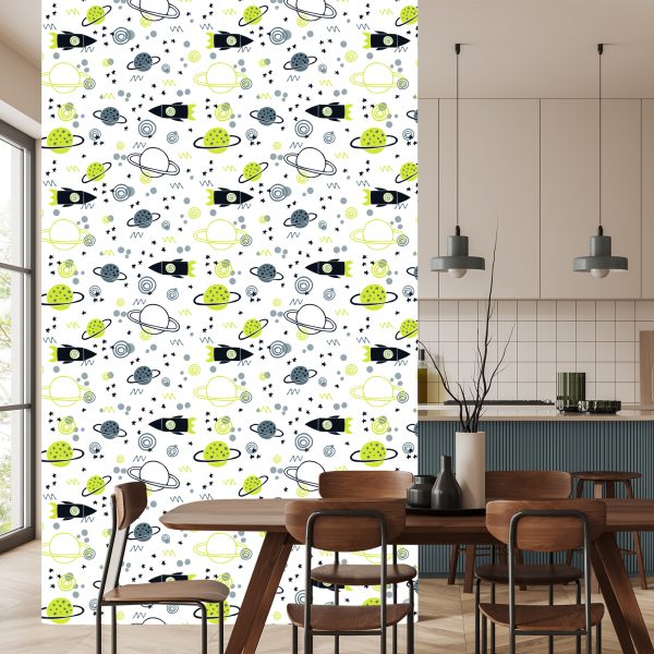 Behang Planet Rocket Space Voor De Kinderkamer - Afbeelding 4