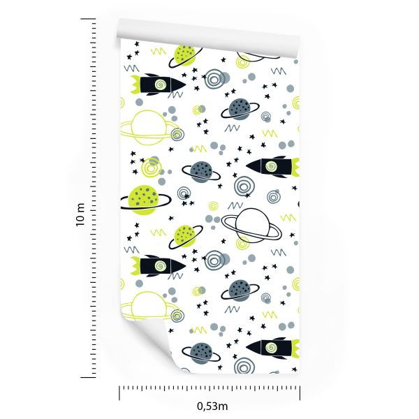 Behang Planet Rocket Space Voor De Kinderkamer - Afbeelding 8