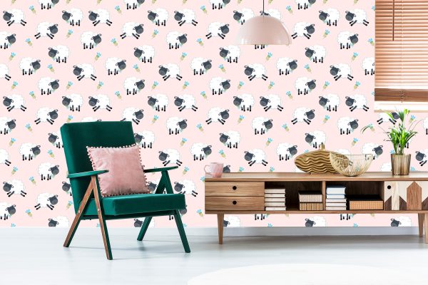 Behang Schapen Met Bloemen - Afbeelding 6