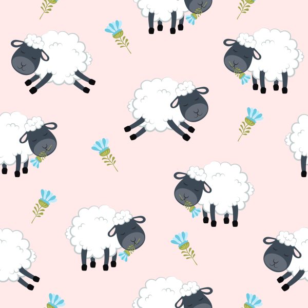 Behang Schapen Met Bloemen - Afbeelding 2