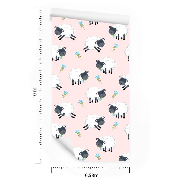 Behang Schapen Met Bloemen - Afbeelding 8