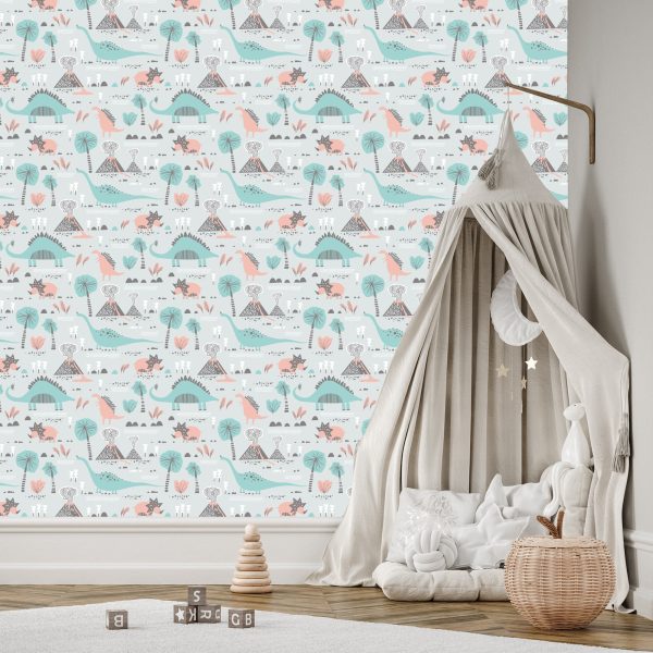 Behang Voor Kinderen, Dinosaurussen, Planten, Bomen, Natuur - Afbeelding 3