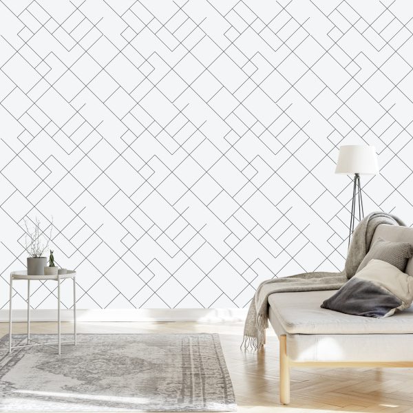 Behang Zwart-Wit Geometrisch Patroon - Afbeelding 3