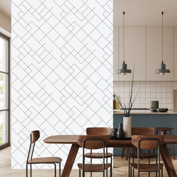 Behang Zwart-Wit Geometrisch Patroon - Afbeelding 4