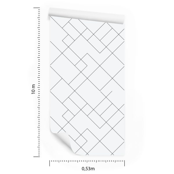 Behang Zwart-Wit Geometrisch Patroon - Afbeelding 8