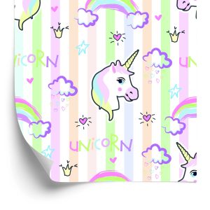 Behang Voor Kinderen - Mooie Kleurrijke Eenhoorn