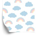 Behang Regenboog Op De Wolkenachtergrond
