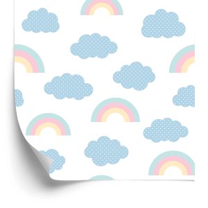 Behang Regenboog Op De Wolkenachtergrond