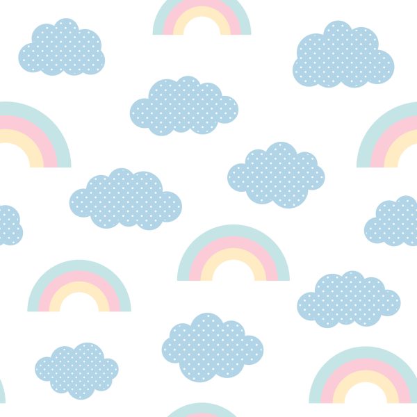 Behang Regenboog Op De Wolkenachtergrond - Afbeelding 2
