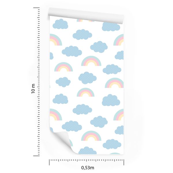 Behang Regenboog Op De Wolkenachtergrond - Afbeelding 8