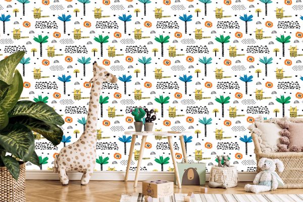 Behang Voor Jongens, Dieren, Katten, Bomen, Zon - Afbeelding 5