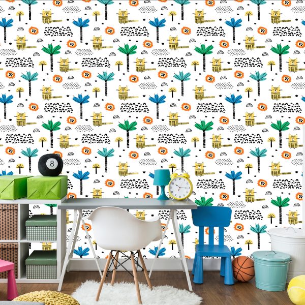 Behang Voor Jongens, Dieren, Katten, Bomen, Zon - Afbeelding 4