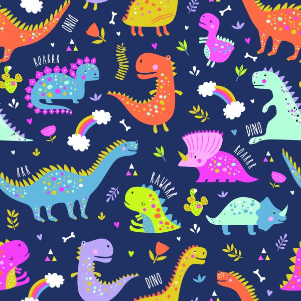 Behang Regenboogcactussen-Dinosaurussen Voor De Kinderkamer - Afbeelding 2