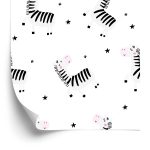 Behang Voor Baby Meisje Huisdieren Zebra Sterren