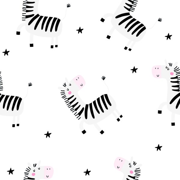 Behang Voor Baby Meisje Huisdieren Zebra Sterren - Afbeelding 2