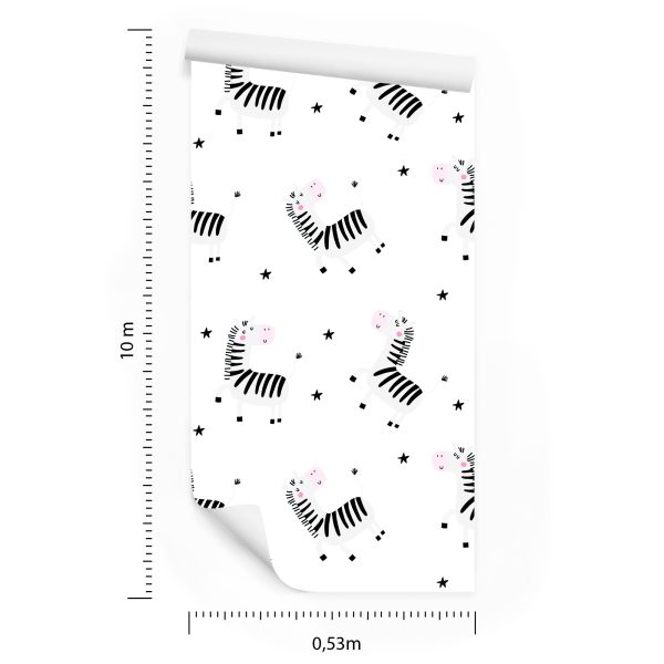Behang Voor Baby Meisje Huisdieren Zebra Sterren - Afbeelding 8