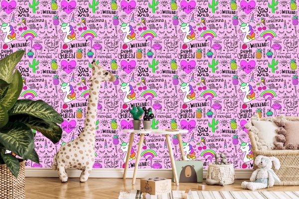 Behang Voor Kinderen - Dieren, Fruit En Regenboog - Afbeelding 5
