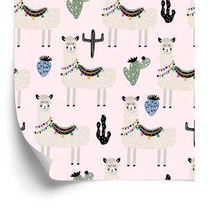 Behang De Lama Animals Cactussen Voor De Babykamer