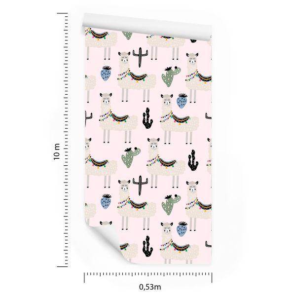 Behang De Lama Animals Cactussen Voor De Babykamer - Afbeelding 8