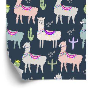 Behang Dieren, Planten, Kinderkamer Met Lama's
