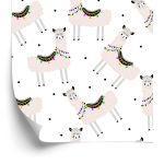 Behang Natuurdieren Voor De Babykamer Van Een Lama